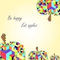 Cubic apple fruit unique modern colorful vector postcard Royalty Free Stock Photo