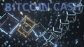 BITCOIN CASH text and cubic chain and binary numbers. Cryptocurrency concept, 3D rendering Royalty Free Stock Photo