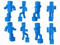 A cubic character climbing to box. 3d style blue cube character illustration.