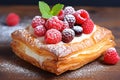 Cubic croissant with raspberry filling