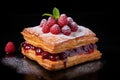 Cubic croissant with raspberry filling