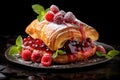 Cubic croissant with raspberry filling