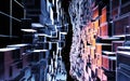 Cubic cyberpunk space, conceptual geometry background, 3d rendering