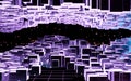 Cubic cyberpunk space, conceptual geometry background, 3d rendering