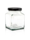 cubic glass bottle with black aluminum cap