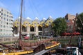 Cubic houses at the blaak with the old harbor named oudehaven in Rotterdam in the Netherlands.