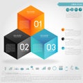 Cubic illusion infographic and business icon