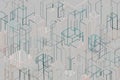 cubic isometric lines on a grey background