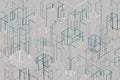 cubic isometric lines on a grey background Royalty Free Stock Photo