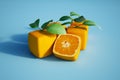 Cubic oranges in blue Royalty Free Stock Photo