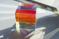 Cubic rainbow prism on a white background Royalty Free Stock Photo