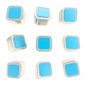 Cubic square buttons, set of nine isolated on white