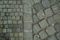 Cubic Stone, Cobblestone Tile Pavement. Abstract And Decorative Sidewalk Top View.