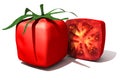 Cubic tomato and a half Royalty Free Stock Photo