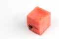 Cubic watermelon on white background