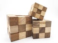 Cubic wood on white background