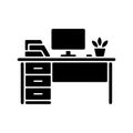 Cubicle Desk Solid Icon for Employee Workstation Royalty Free Stock Photo