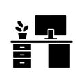 Cubicle Desk Solid Icon for Office Partition Design Royalty Free Stock Photo
