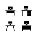 Cubicle Desk Solid Icons Set for Corporate Design Royalty Free Stock Photo