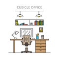Cubicle office with furniture and equipment vector illustration