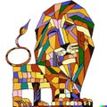 Cubist African, Lion, Panthera leo, generative AI