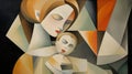 Cubist Art: Woman Holding Baby