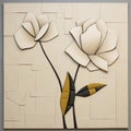 Cubist Deconstruction: Two-sided Flower Wall Art In Ivory