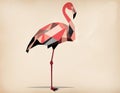 A Cubist drawing of a flamingo, depicted in minimalist analytical style, features sparse, unconnected rough lines of varying