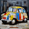 Cubist Elements Meet Rusticcore: Mosaic Fiat 500 Car Painting