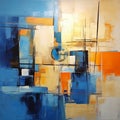 Cubist Elements: Translucent Expressionism In Blue And Orange