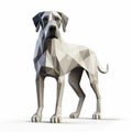 Cubist Faceted Great Dane Model On White Background