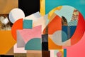 cubist-inspired collage of unique materials and colors