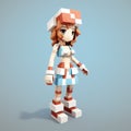 Cubist-inspired 3d Model Npc Doll: Freebie Pixel Girl