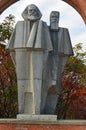 Cubist monument of Marx and Engels Memento Park Budapest Hungary