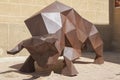 Cubist sculpture of bull, Coria, Spain
