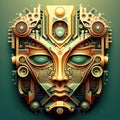 Cubist style robotic face. Generative AI Royalty Free Stock Photo