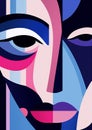 woman portrait graphic geometric face cubism cubist fashion abstract poster modern. Generative AI.