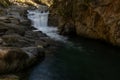 Cubo waterfall in Irati forest in Navarra Royalty Free Stock Photo