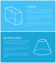 Cuboid and Blunted Cone Set Vector Illustration Royalty Free Stock Photo