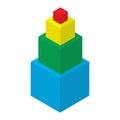 Pyramid composed of four colorful cubes