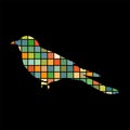 Cuckoo Bird Mosaic Color Silhouette Animal Background Black