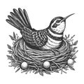 cuckoo Bird in Nest vector illustration