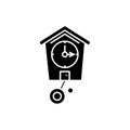 Cuckoo-clock black icon, vector sign on isolated background. Cuckoo-clock concept symbol, illustration Royalty Free Stock Photo