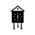 Cuckoo clock icon vector isolated on white background, Cuckoo clock sign , black time symbols Royalty Free Stock Photo