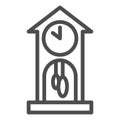 Cuckoo-clock line icon. Time vector illustration isolated on white. Old watch outline style design, designed for web and Royalty Free Stock Photo