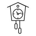 Cuckoo-clock thin line icon. Old clock vector illustration isolated on white. Vintage watch outline style design Royalty Free Stock Photo