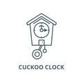 Cuckoo clock vector line icon, linear concept, outline sign, symbol Royalty Free Stock Photo