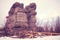 Cuckoo Rocks formation in Karkonosze mountains, Poland. Royalty Free Stock Photo