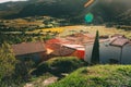 Cucugnan`s houses viewed from the windmill Royalty Free Stock Photo