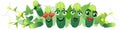 Cucumber border. Cute cartoon emoji green vegetables